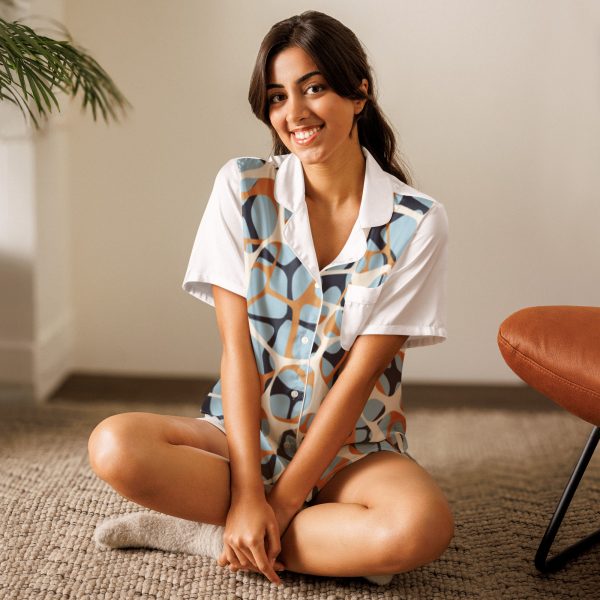 All-over print women’s short sleeve pajama top